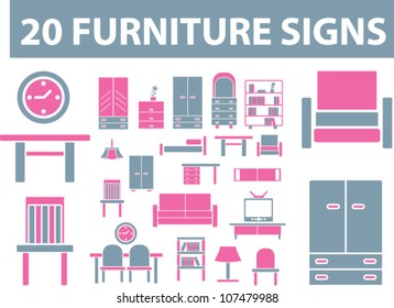 20 furniture icons set, vector