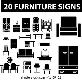 20 furniture signs. vector