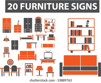 20 furniture signs. vector