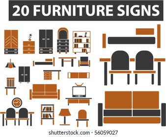 20 furniture signs. vector