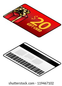 A $20 gift card, front and back.