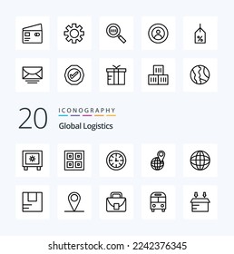 20 Global Logistics Line icon Pack like global map shipping location global