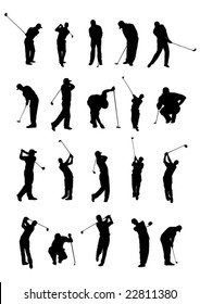 20 Golf Poses Silhouette.