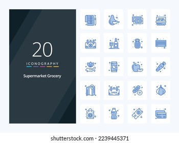 20 Grocery Blue Color icon for presentation