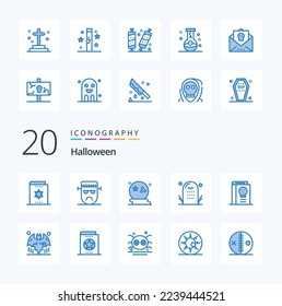 20 Halloween Blue Color icon Pack like funeral cemetery frankenstein scary moon