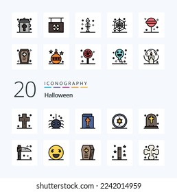 20 Halloween Line Filled Color icon Pack like halloween dead spider magic circle