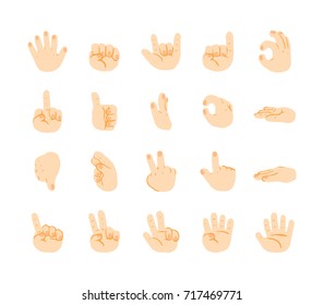 Collection Cartoon Hands Different Gestures Positions Stock Vector ...