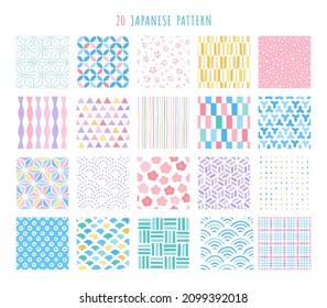 20 hand drawn japanese patterns. pastel color.