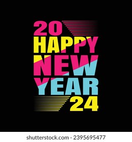 20 Happy New Year 24 illustrations with patches for t-shirts and other uses