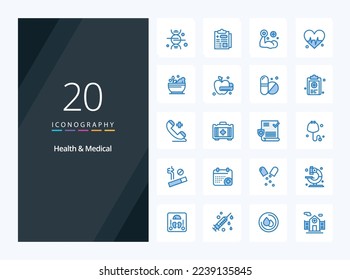 20 Health And Medical Blue Color icon for presentation