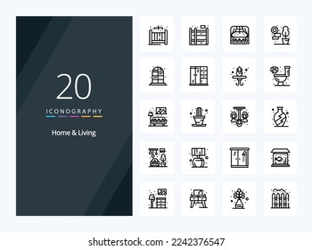 20 Home And Living Outline icon for presentation