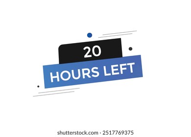 20 horas à esquerda, ícone, stile, temporizador, contagem regressiva, relógio, tempo, fundo, modelo, 20 horas à esquerda, contagem regressiva, adesivo, faixa à esquerda, negócio, venda, botão de etiqueta