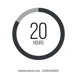 20 hours. Modern round clock, hour counter and technological time. Vector on white background