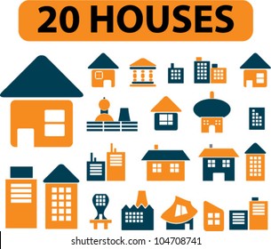 20 houses icons set, vector