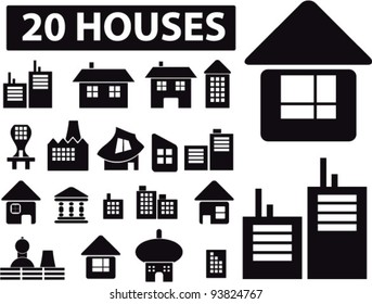 20 houses icons set, vector illustrations
