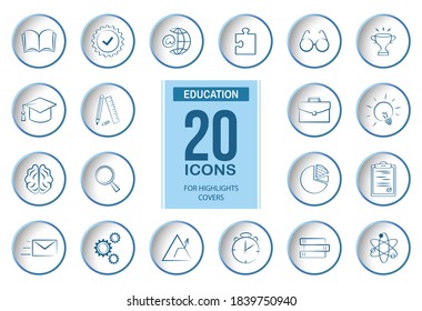 20 icons for highlights covers about education.