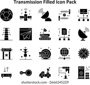 20 Iconos - Transmisión en estilo sólido lleno