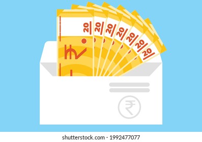 20 Indian Rupee Banknotes Money Envelope Stock Vector (Royalty Free ...