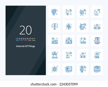 20 Internet Of Things Blue Color icon for presentation
