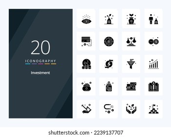 20 Icono de Glifo sólido de inversión para presentación