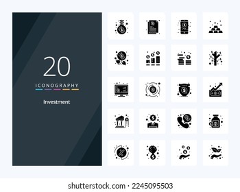 20 Icono de Glifo sólido de inversión para presentación