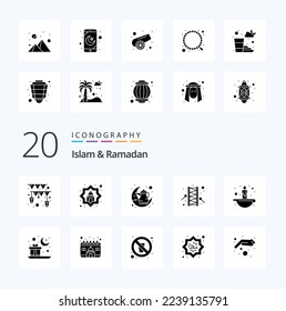 20 Islam And Ramadan Solid Glyph icon Pack like drummer muslim star bedug teapot