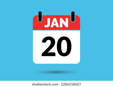 20 January Calendar Date Flat Icon Day 20 Vector Illustration