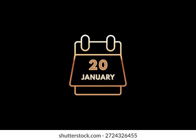 20 Janeiro calendário ícone página de texto mensal web design em marrom, preto e vermelho fundo vetor, ícone, ou ilustração com o mês de Janeiro 20