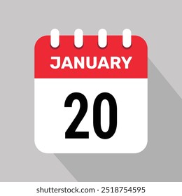 20 de janeiro calendário ícone vetor gráfico design