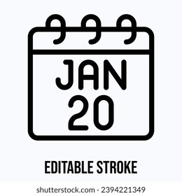 20 January Calendar, Vector Calendar Icon.