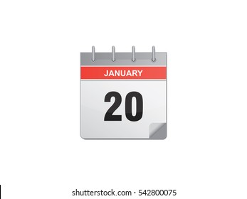 20 January calendar vector illustration on white background