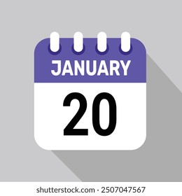 20 january calender icon text page monthly web design.
