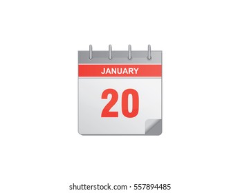 20 January red calendar vector illustration on white background