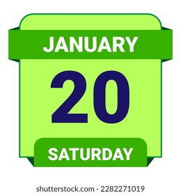 20 January, Saturday. Date template. Useful design for calendar or event promotion. Vector illustration EPS 10 File. Isolated on white background. 