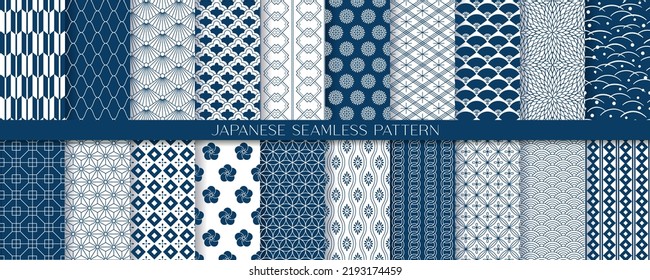 20  Japanese patterns. Japanese traditional vector art. svg