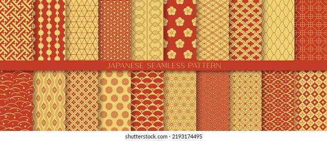 20  Japanese patterns. Japanese traditional vector art.