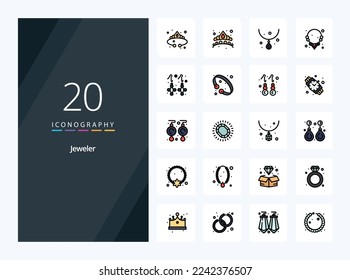 Icono de 20 línea de joyería Relleno para presentación