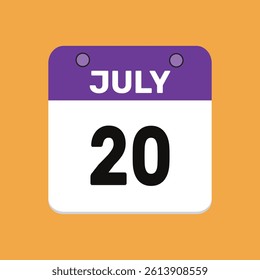 20 july calender icon text page monthly web design.