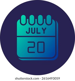 20 July Glyph Circle Gradient Icon