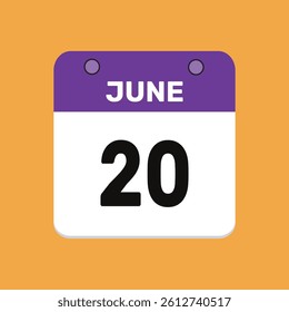 20 june calender icon text page monthly web design.