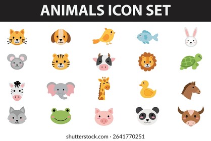 20 Kawaii Heads Animal Icon Pack