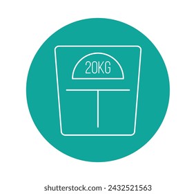 20 kg scale. Floor scale vector, concept measuring body weight. Health and care isolated on white background