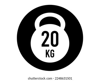 20 kg weight icon. Vector weight in kilograms isolated on white background