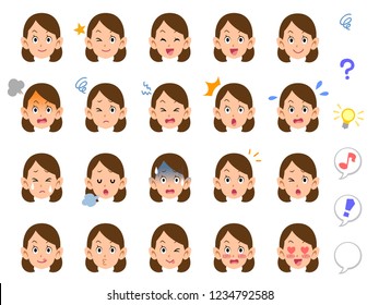 20 kinds of female facial expression company employee OL