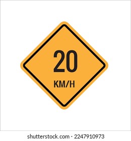 20 km Maximum Speed limit sign icon on white background vector illustration.