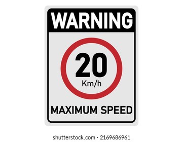 20 km por hora. Señal de tráfico para la velocidad máxima permitida.