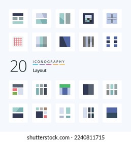 20 Layout Flat Color icon Pack like frame layout grid image collage