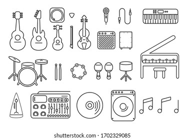 20+ Line Music Instrument Icon Set 