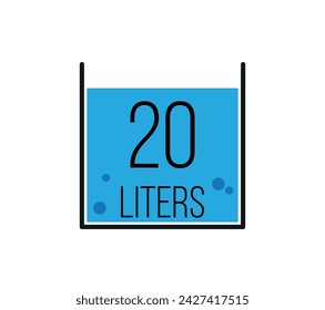 20 liters icon vector design. Liquid measure in liters isolated on white background