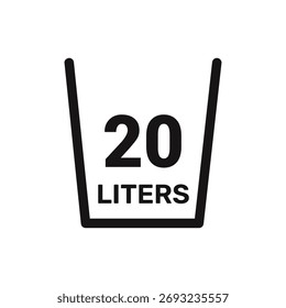 20 liters icon vector liquid measure vector white background